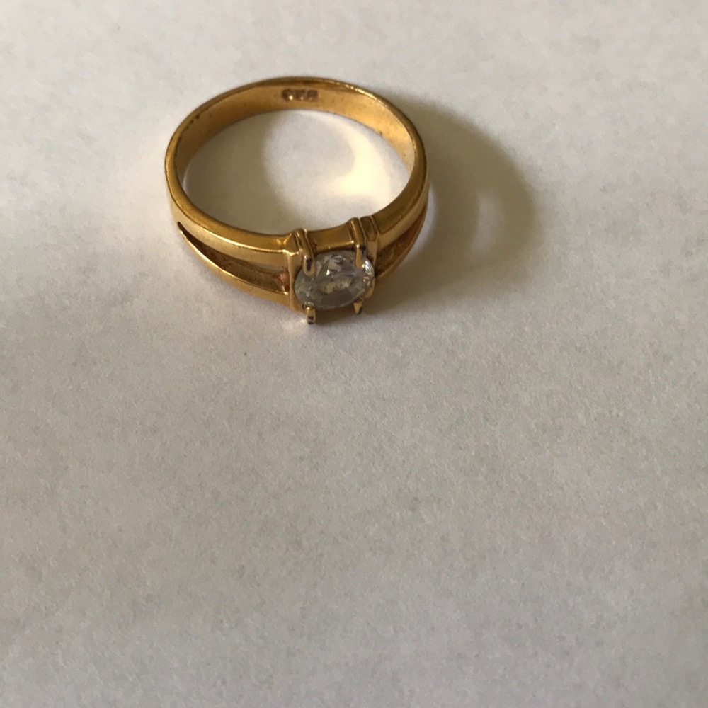 Vintage gold filled white sapphire ring